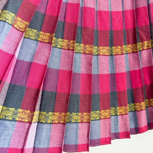 Vintage Reversible MAgenta Pink Blue Pleated Short Skirt M - Picture 6 of 6